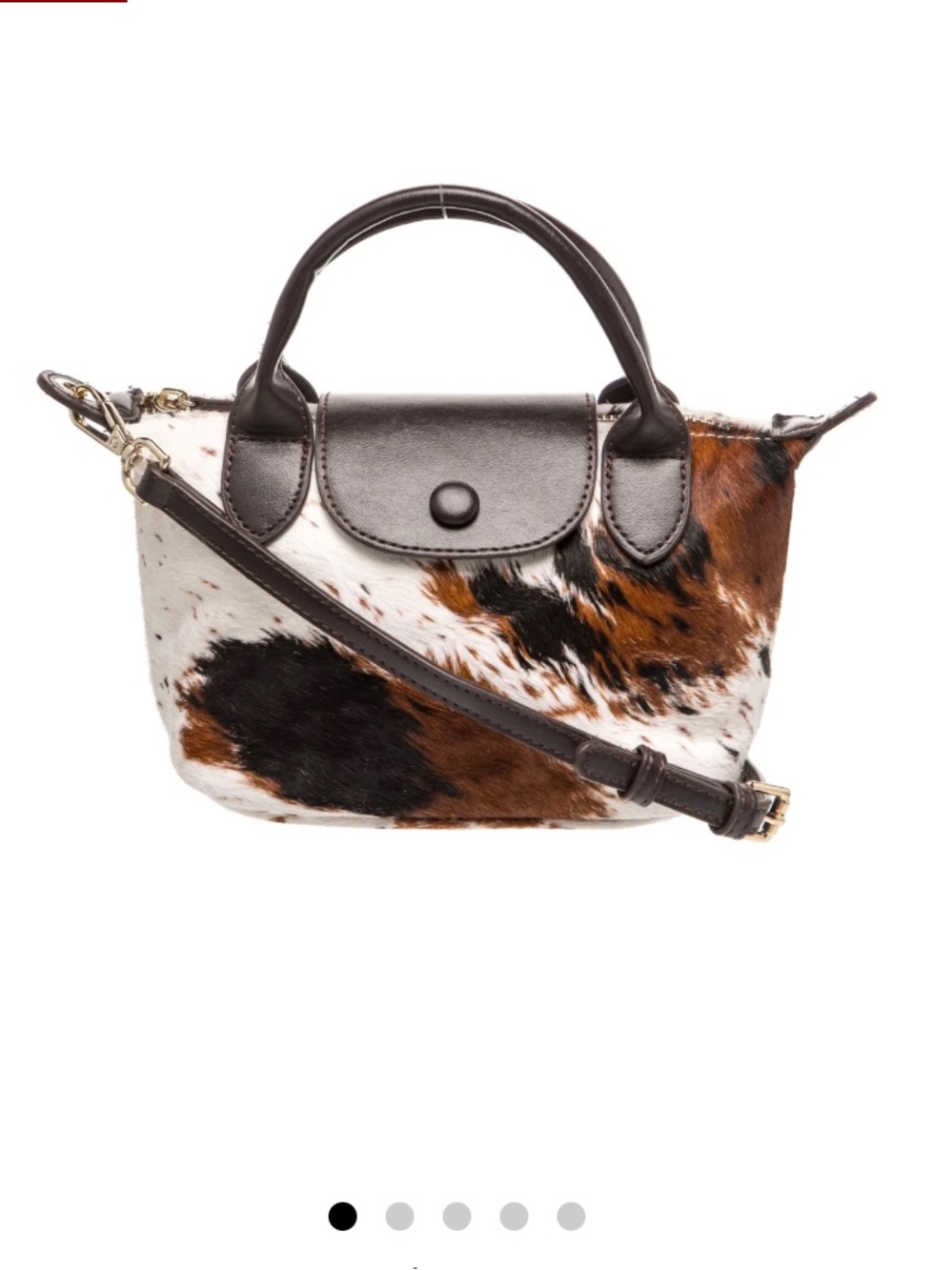 House of Harlow 1960 Brown, Black & White Haircalf Crossbody Satchel
